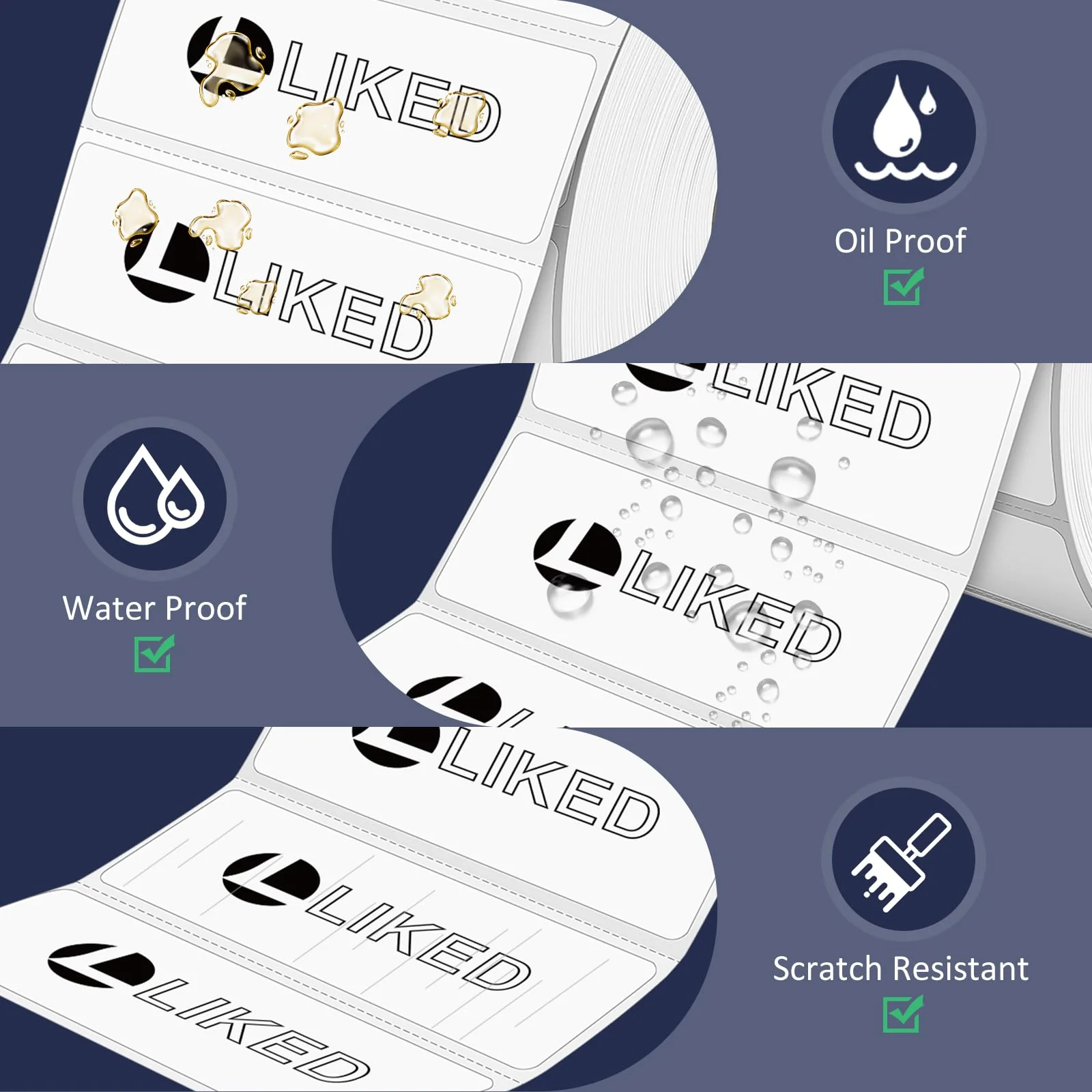 L LIKED 2.25" x 4" , 2.25" x 0.75", 2.25" x 1.25" Direct Thermal Label for Block, Permanent Adhesive Shipping Postage Labels & Compatible with Rollo, Zebra and Other Desktop Printers - Image 4