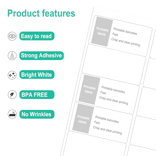 L LIKED Printable White Sticker Labels 2 x 4 Inches Mailing Labels, Laser/Inkjet Printing - Matte, 10 per Sheets - Image 6