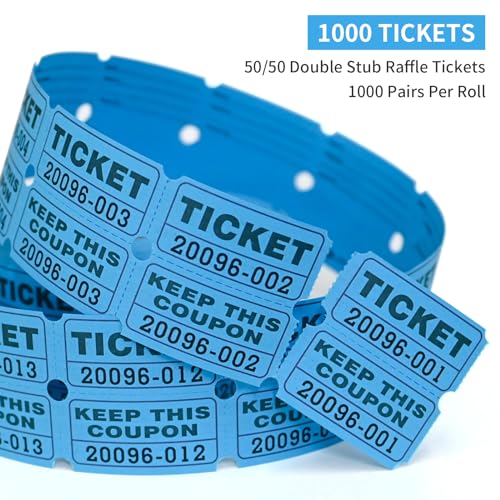 L LIKED 2000 Raffle Tickets Double Rolls 50/50 Stub Tickets with Consecutive Numbers 1000 Pairs per Roll,2 Rolls-Blue,Red - Image 7
