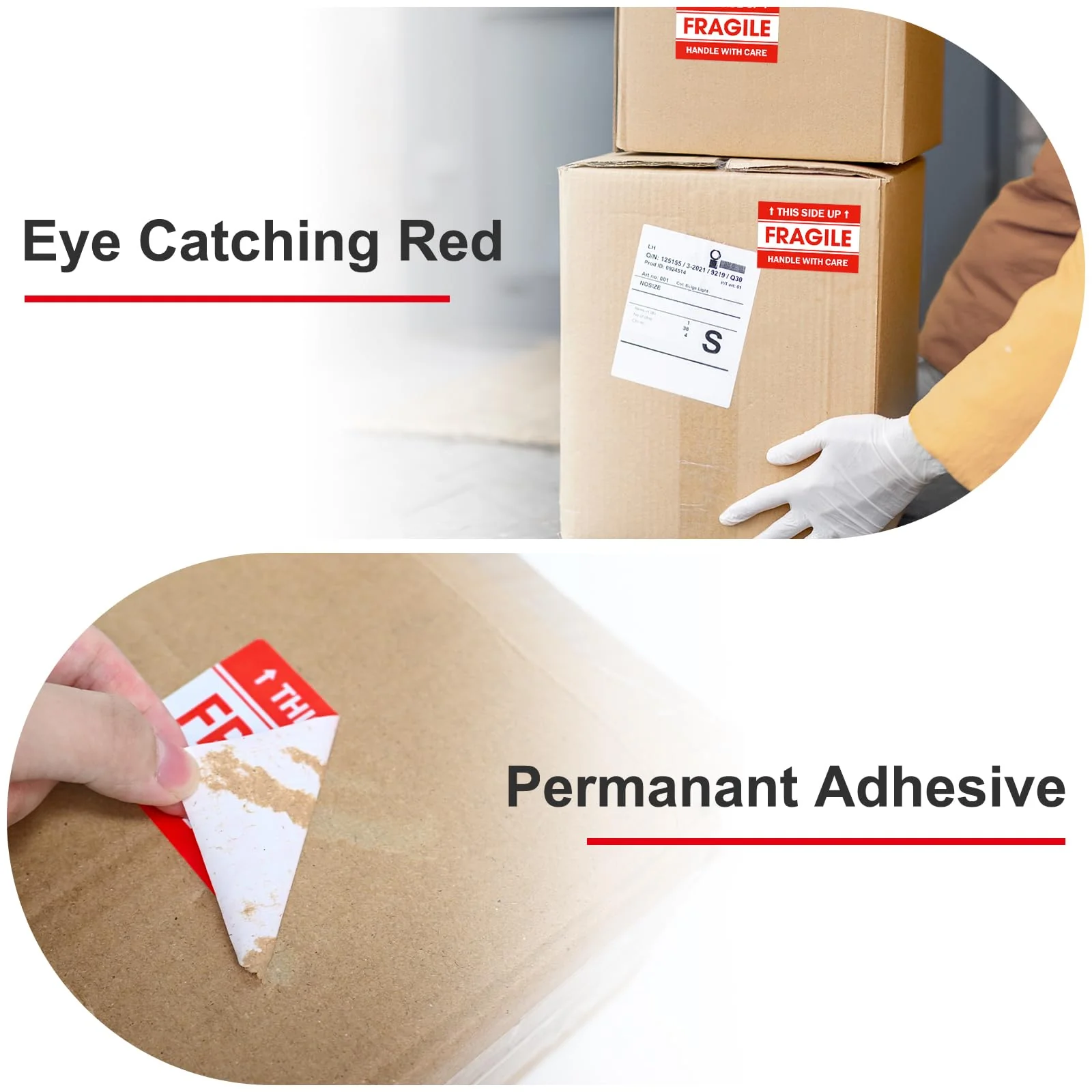 L LIKED 2"x 3" Fragile Stickers for Shipping and Moving,Strong Adhesive (Handle with Care,This Side Up) - Image 3