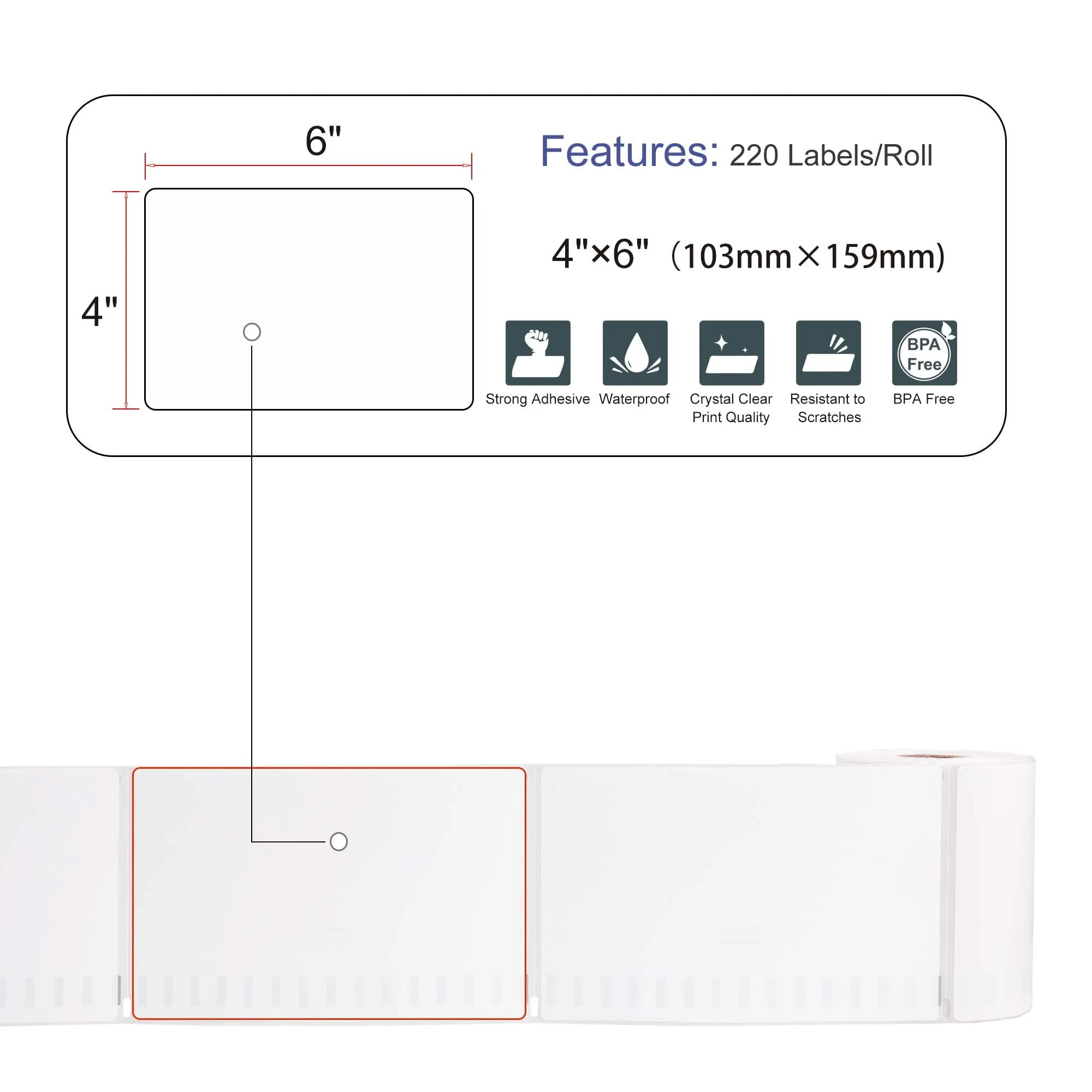 L LIKED Rolls Compatible with Dymo 1744907 Internet Postage Labels 4" x 6" Shipping Labels Compatible with Rollo, DYMO 4XL & Zebra Desktop Printers (220 Labels Per Roll) - Image 7
