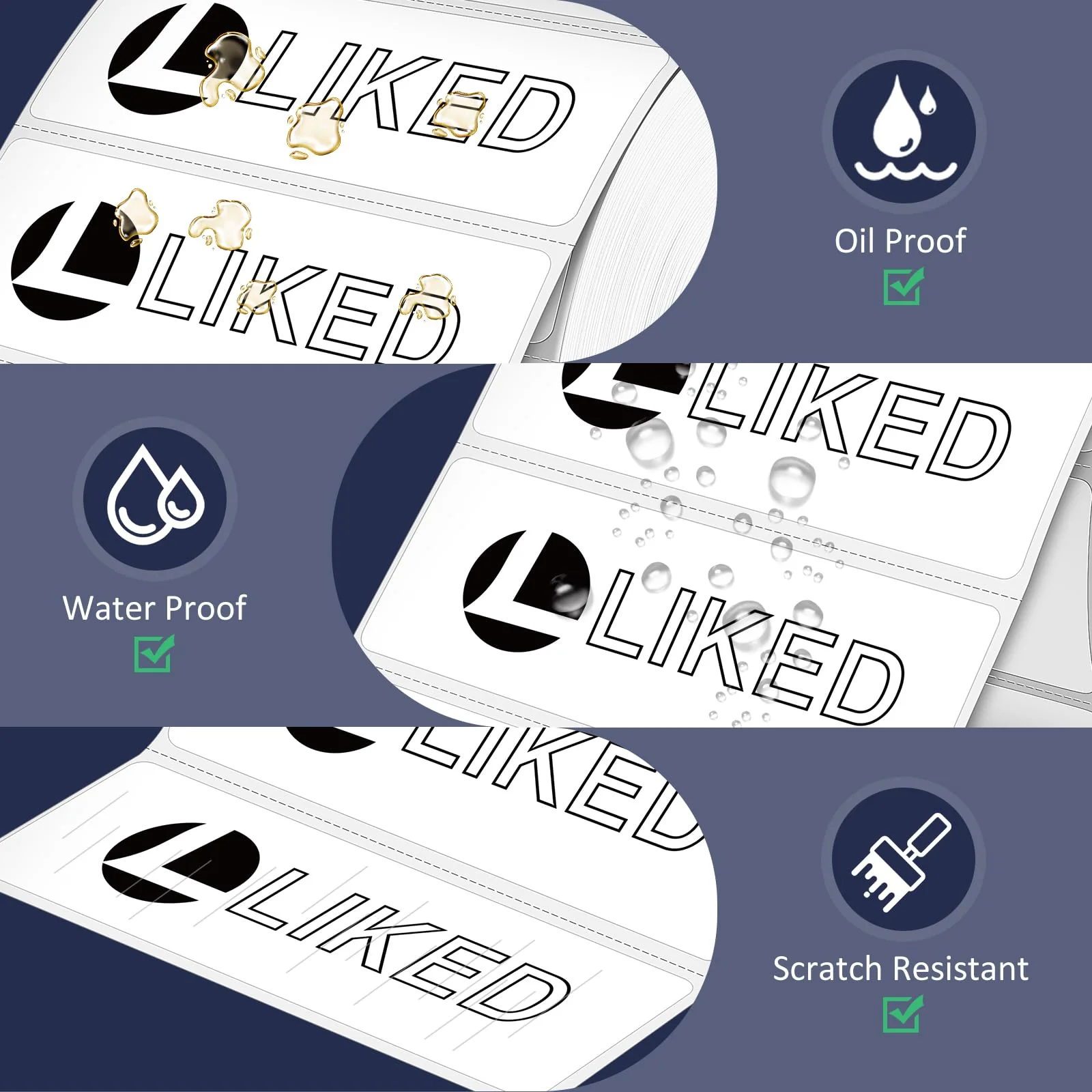 L LIKED 4"x2", 3"x2", 3"x1" Direct Thermal Labels for Block, Permanent Adhesive Barcode Adress Labels & Compatible with Rollo, Zebra and Other Desktop Printers - Image 4