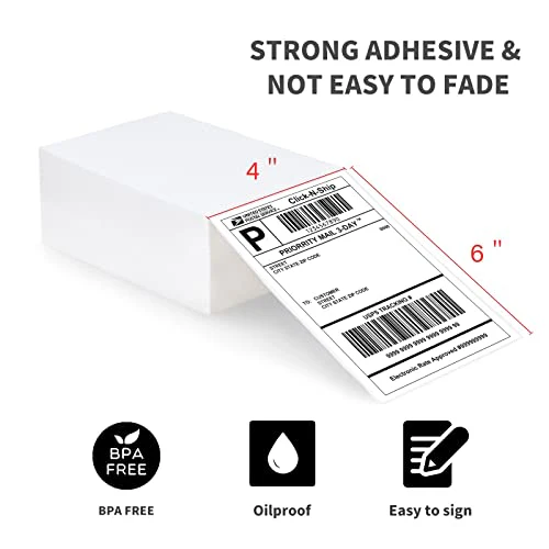 L LIKED  Fanfold 4" x 6" Direct Thermal Labels, with Perforated line for Thermal Printers - Compatible Zebra & Rollo Printer (4" x 6" ) - Image 6