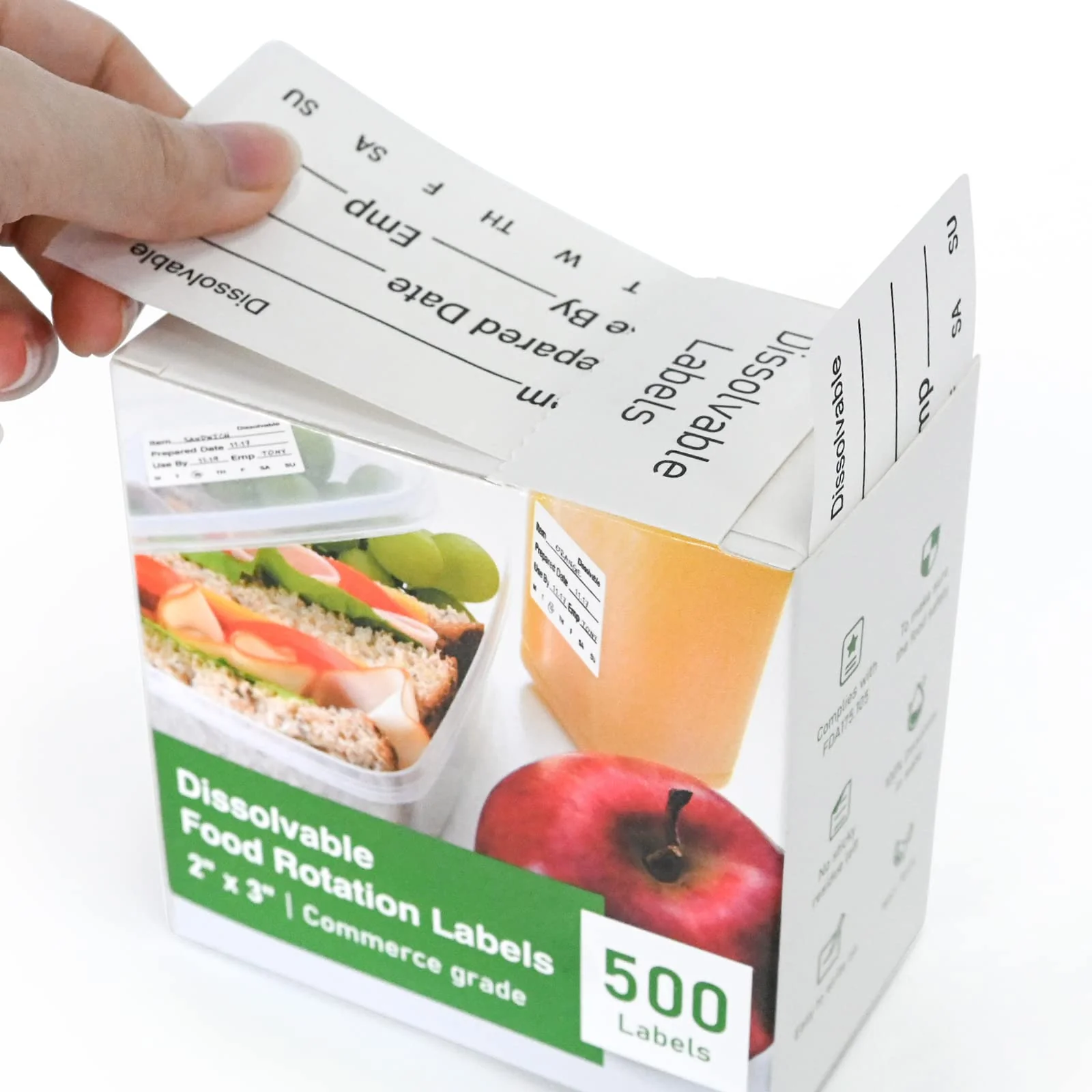 L LIKED 500 Stickers Dissolvable Food Label 2" x 3" Rotation Label Great use for Containers (Roll of 500) - Image 6