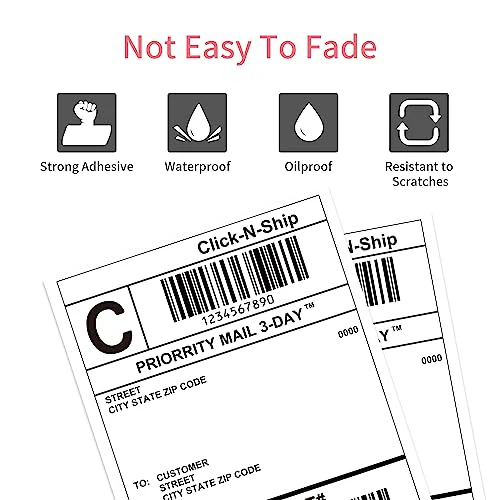 L LIKED Direct Thermal Labels - for 3" Core Industrial Printers 4"x 6"Address&Shipping Labels-Wite Perforations (1000 labels/Roll) - Image 4