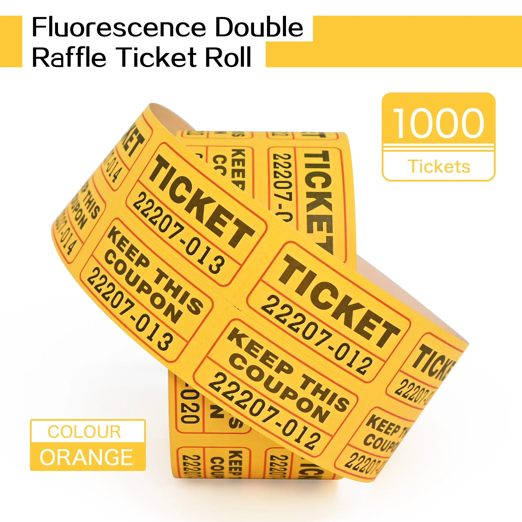 L LIKED Fluorescence Raffle Tickets Double Roll 1000 Tickets Neon High Light 50/50 Tickets for Event,Raffle,Fundraiser - Image 3