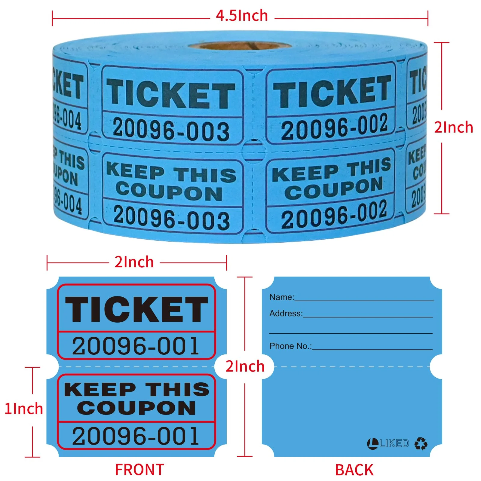 L LIKED Raffle Tickets Double Rolls 1000 per Roll 50/50 Raffle Tickets for Events, Entry, Class Reward, Fundraiser & Prizes - Image 15